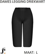 DAMES  LEGGING /DRIEKWART/HIGH WAIST/KATOEN/BASIC /ZWART/ MAAT L