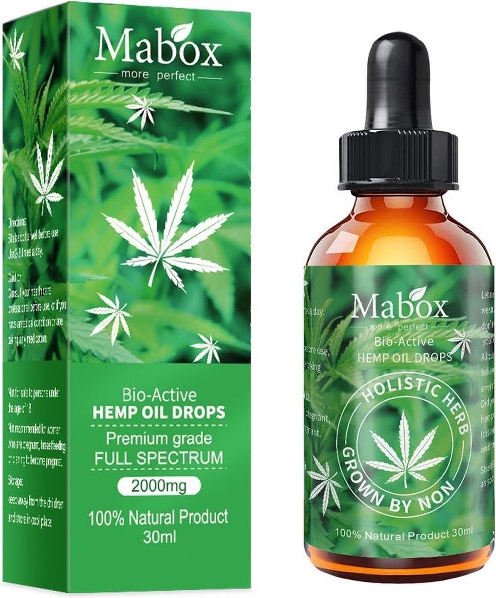Mabox Original 100% Biologische Hennep Serum - Vitamine B & E - Vegan - Pijn en Stress Verlichting - Slaapproblemen - Angstvermindering - Huidverbetering - Ontsteking - Blessure - Serums - 30mL