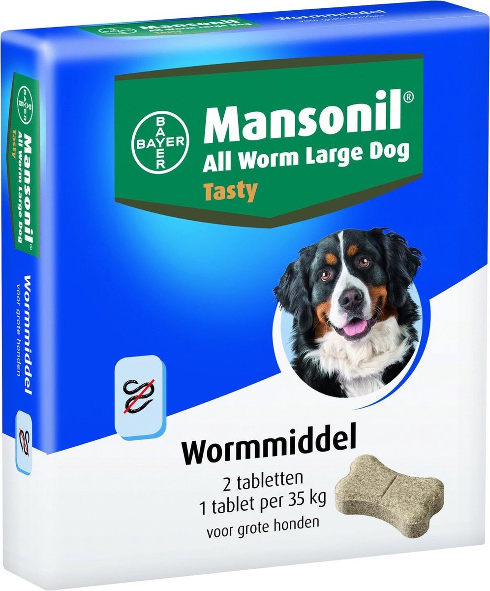 Mansonil All Worm Xl Dog Tasty Bone - Anti wormenmiddel - 2 tab 1 Tab Per 35kg