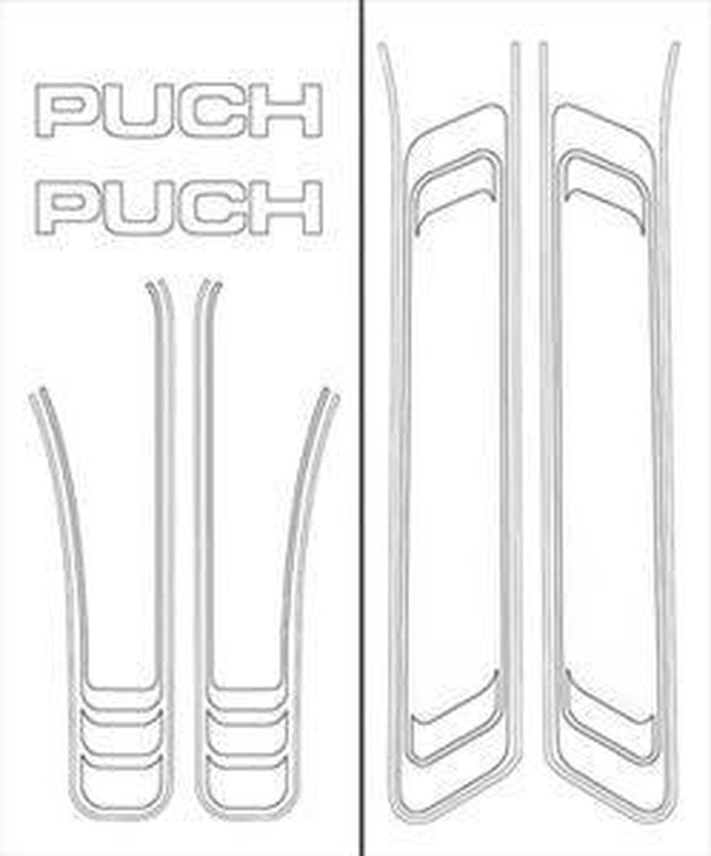 Stickerset Puch maxi WIT 6 delig