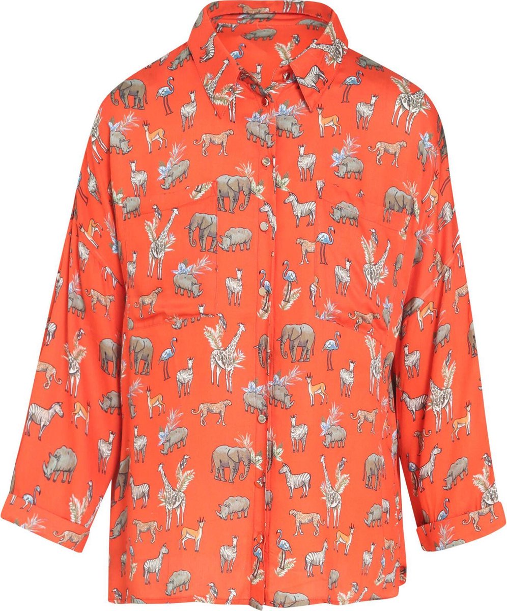 Cassis - Blouse in viscose met safariprint - Oranje