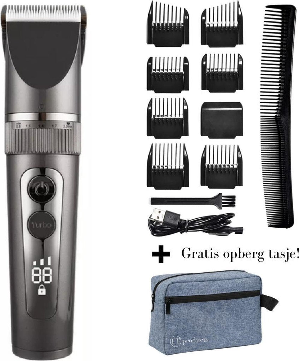 Professionele tondeuse + gratis opberg tasje - tondeuse mannen - haar trimmer - baard trimmer - kappers tondeuse - tondeuse draadloos - tondeuse - scheerapparaat