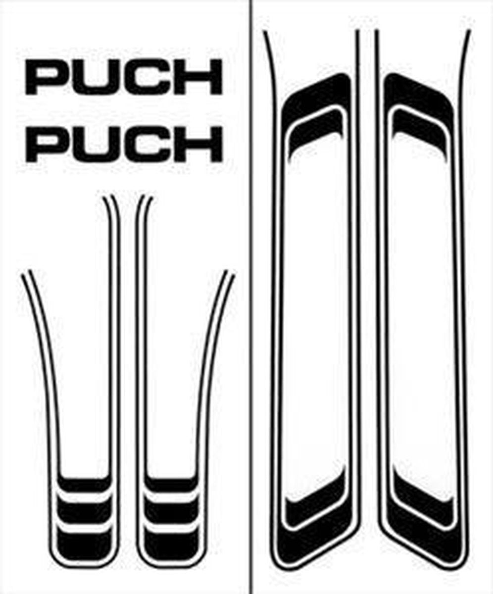 Stickerset Puch maxi zwart 6 delig