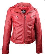 Urban 5884®-  Jacky Rood Dames Leren Jas Lams Leer Maat-XS