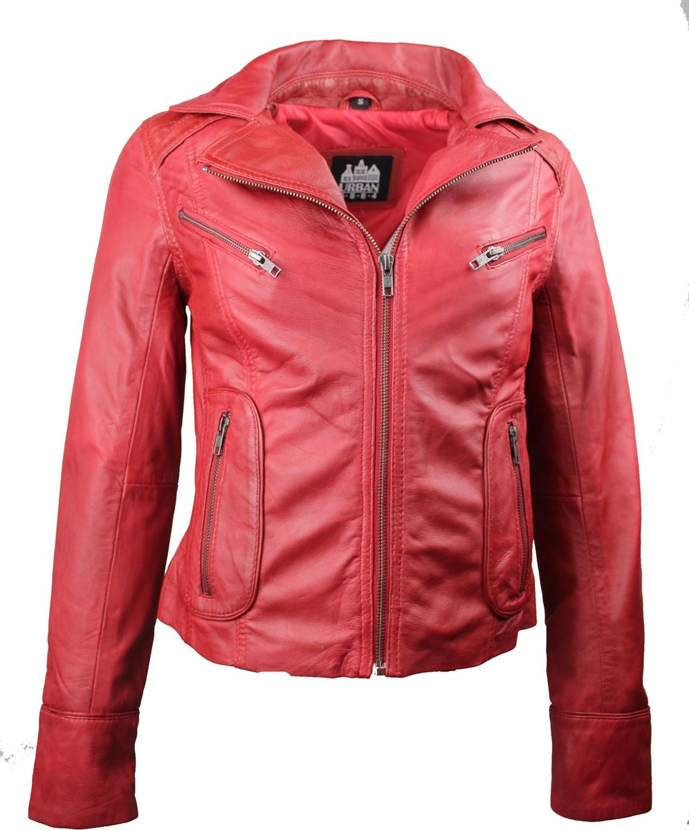 Urban 5884®-  Jacky Rood Dames Leren Jas Lams Leer Maat-XS