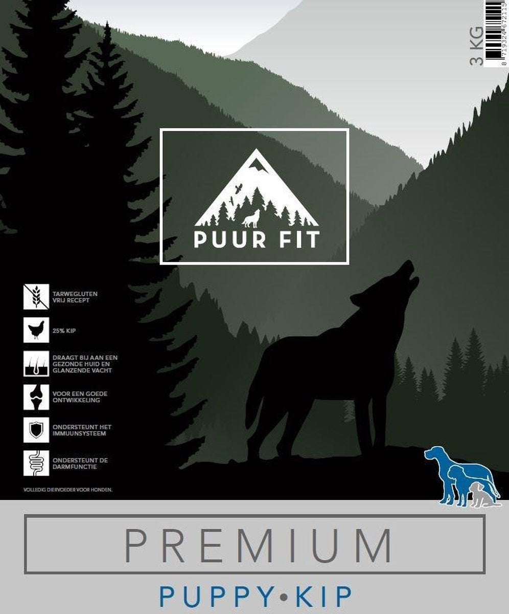 Puur Fit Premium Puppy Middel en Grote Rassen Kip 12 kilo