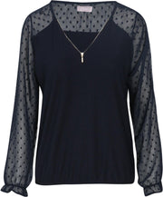 Cassis - Blouse met reliëfborduurwerk - Marineblauw
