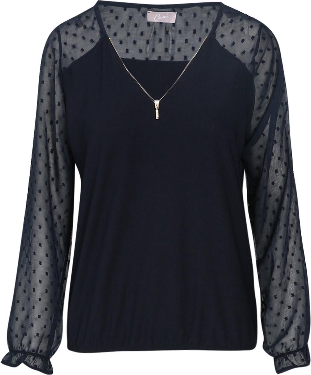 Cassis - Blouse met reliëfborduurwerk - Marineblauw
