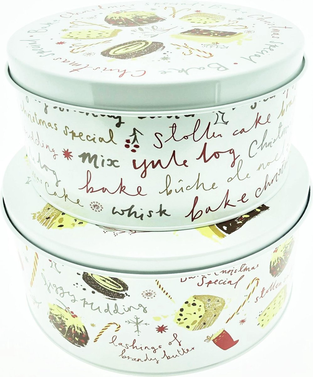 Luxe kerstblikken Koektrommel Koekblik 22 en 25 cm - Set van 2 stuks