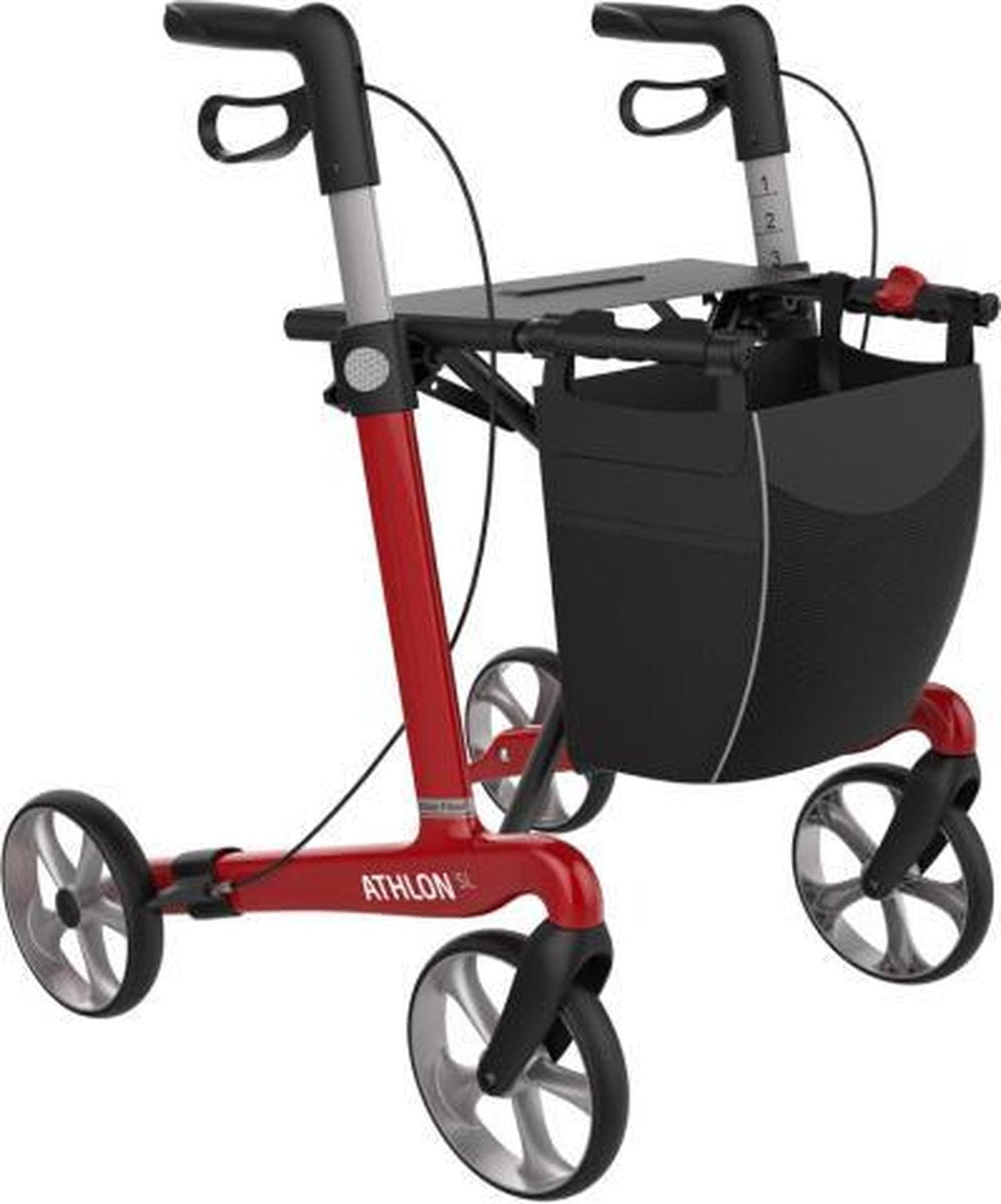 Athlon Carbon Rollator Rood - Standaard banden