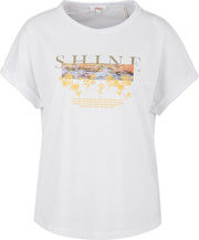 s.Oliver Dames Shirt Korte Mouw - Losse Pasvorm - Ronde Halslijn  - Geel - Maat 3XL (46)
