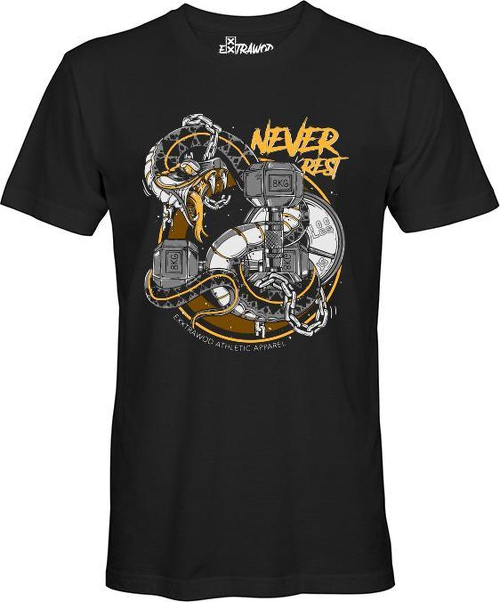 Exxtrawod Never Rest Unisex T-shirt Crossfit Tee Training Maat S