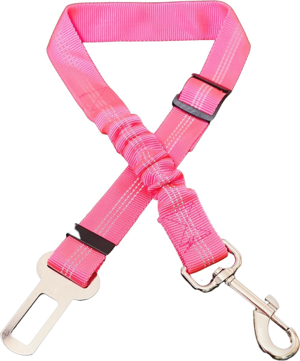 Doxie® Elastische Hondengordel – Autogordel Hond – Hondengordel Auto – Autoriem Hond - Hondenriem Auto - Reflecterend - Verstelbaar van 55 tot 82 cm - Roze