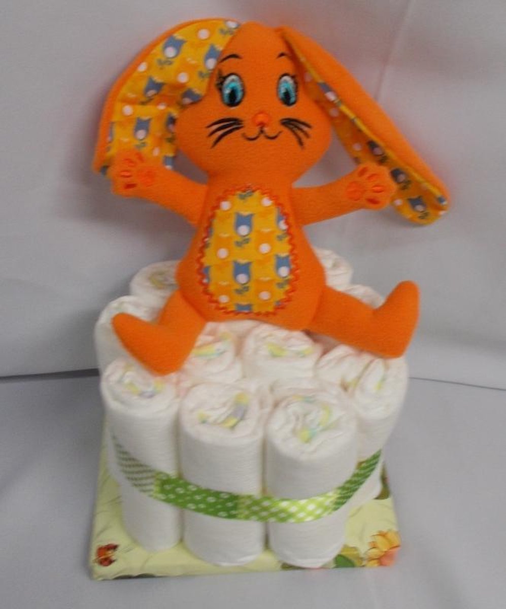 1 laag pampertaart bunny oranje
