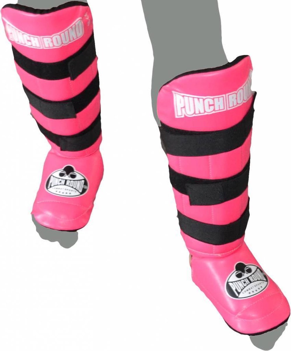 Punch Round Kickboks Scheenbeschermers Experience Luxury PU Roze Maat S = 145 cm t/m 155 cm