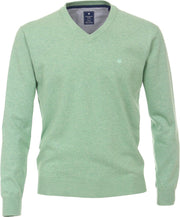Redmond heren trui katoen V-hals - lichtgroen -  Maat: 4XL