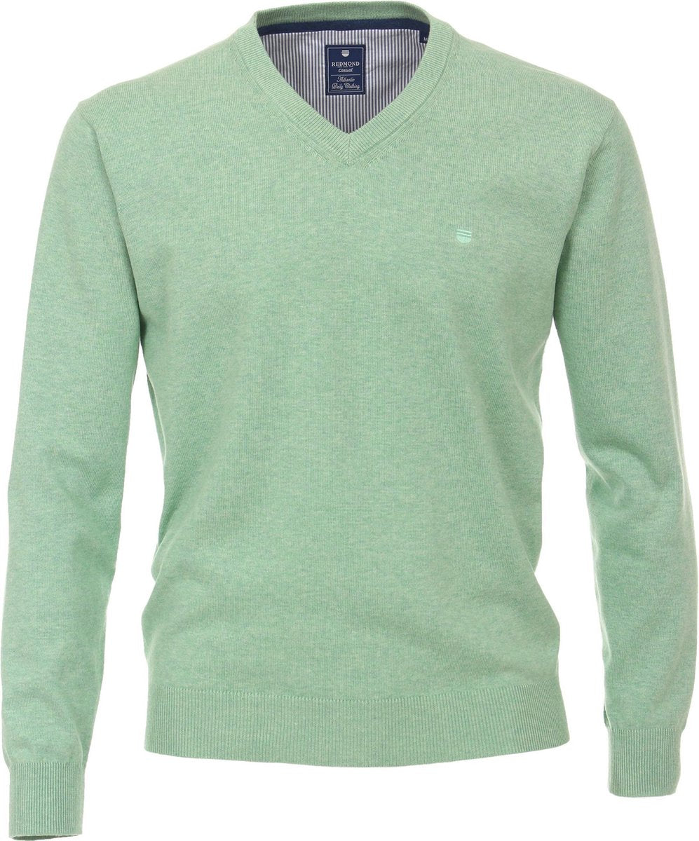 Redmond heren trui katoen V-hals - lichtgroen -  Maat: 4XL