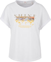 s.Oliver Dames Shirt Korte Mouw - Losse Pasvorm - Ronde Halslijn  - Wit - Maat L (40)