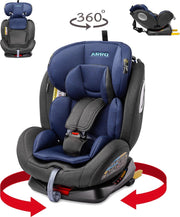 Caretero Autostoel ARRO kinderautostoel met Isofix 360° draaibaar - Autostoeltje 0-36 kg - groep 0+ 1+2+3 Marine voorwaarts en achterwaarts vervoeren MARINE