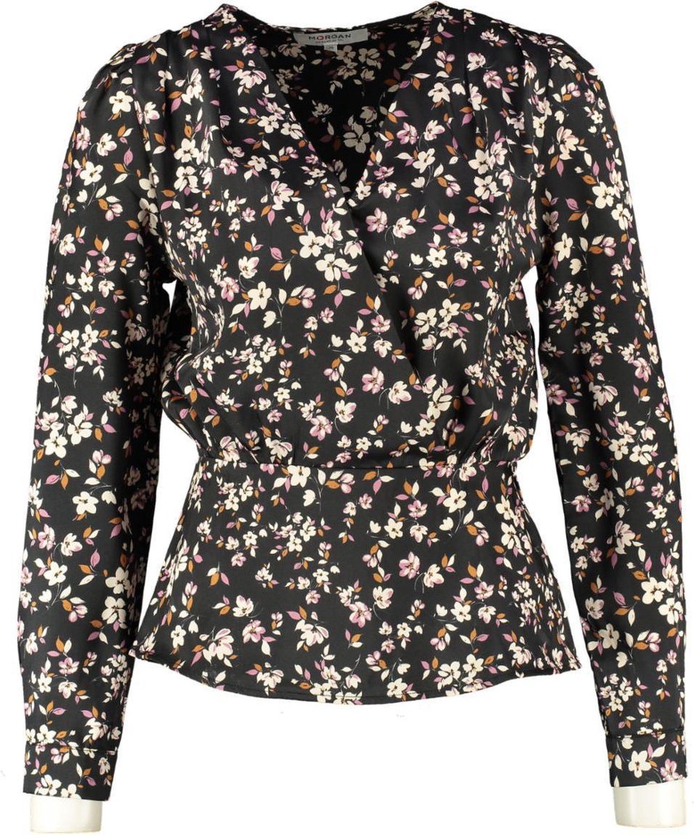 Morgan shiny blouse zwart multi - valt kleiner - Maat 36