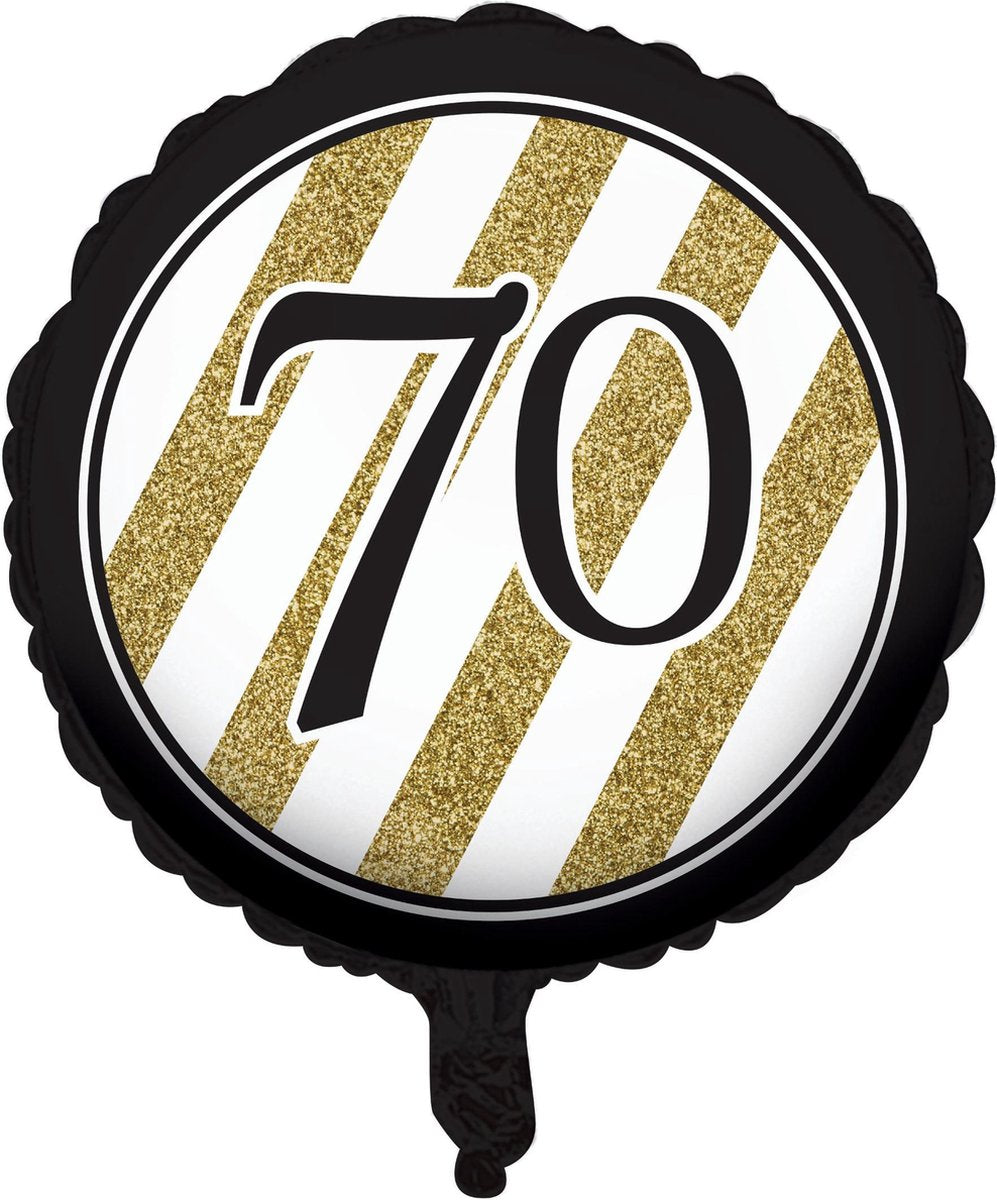 Zwarte en goudkleurige 70 jaar aluminium ballon - Feestdecoratievoorwerp