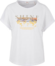 s.Oliver Dames Shirt Korte Mouw - Losse Pasvorm - Ronde Halslijn  - Wit - Maat XL (42)