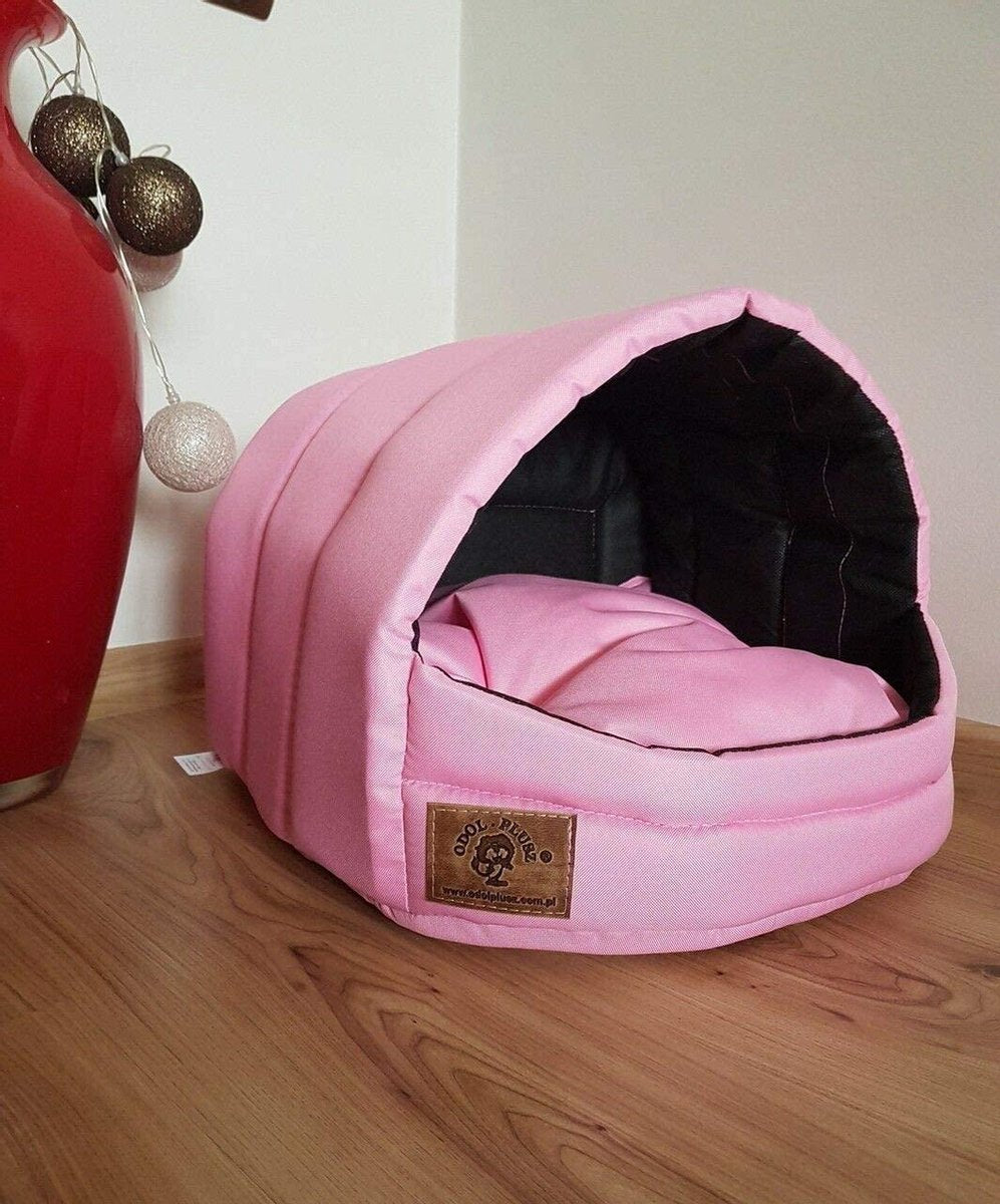 Hondenmand overkapt roze | Maat M 36cm x 49cm x 45cm | Wasbaar | Hondenhok met dak | Dierenmand |Honden bed | Dieren kussen