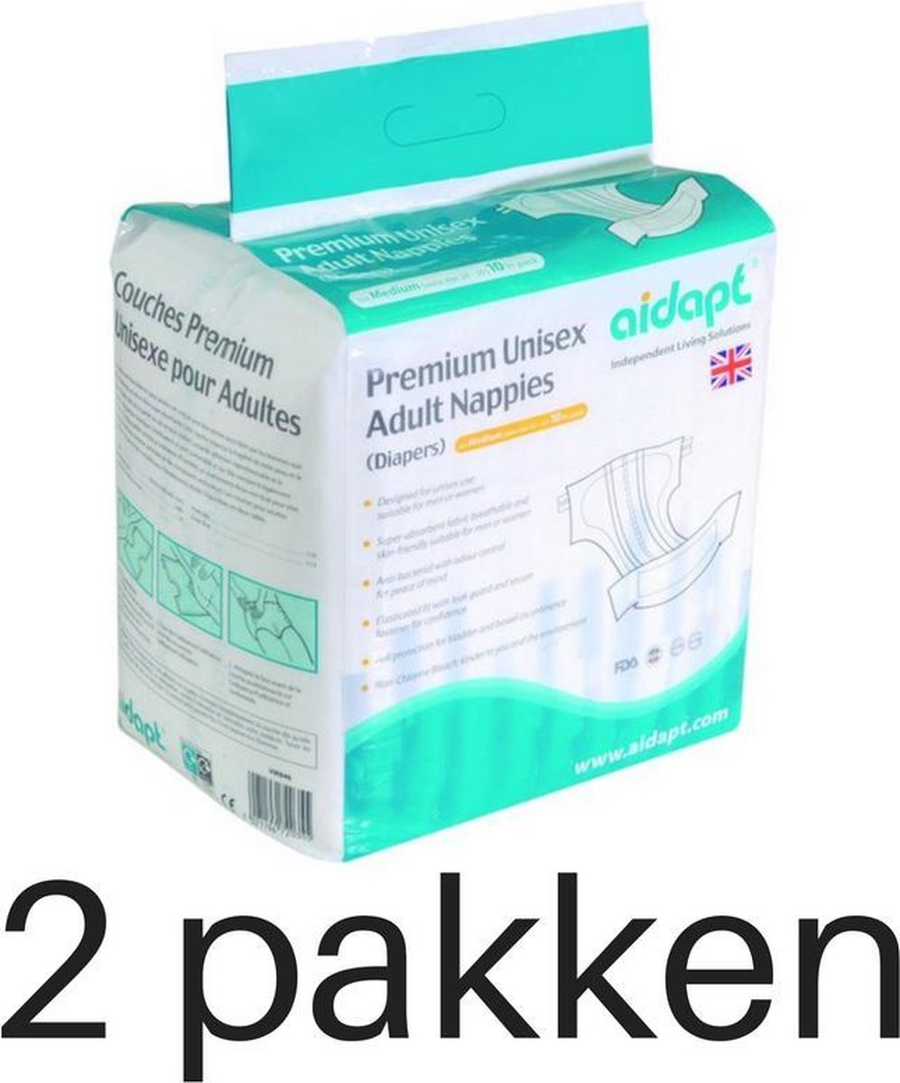 Aidapt - luiers - voor volwassenen - maat medium 2x10 stuks