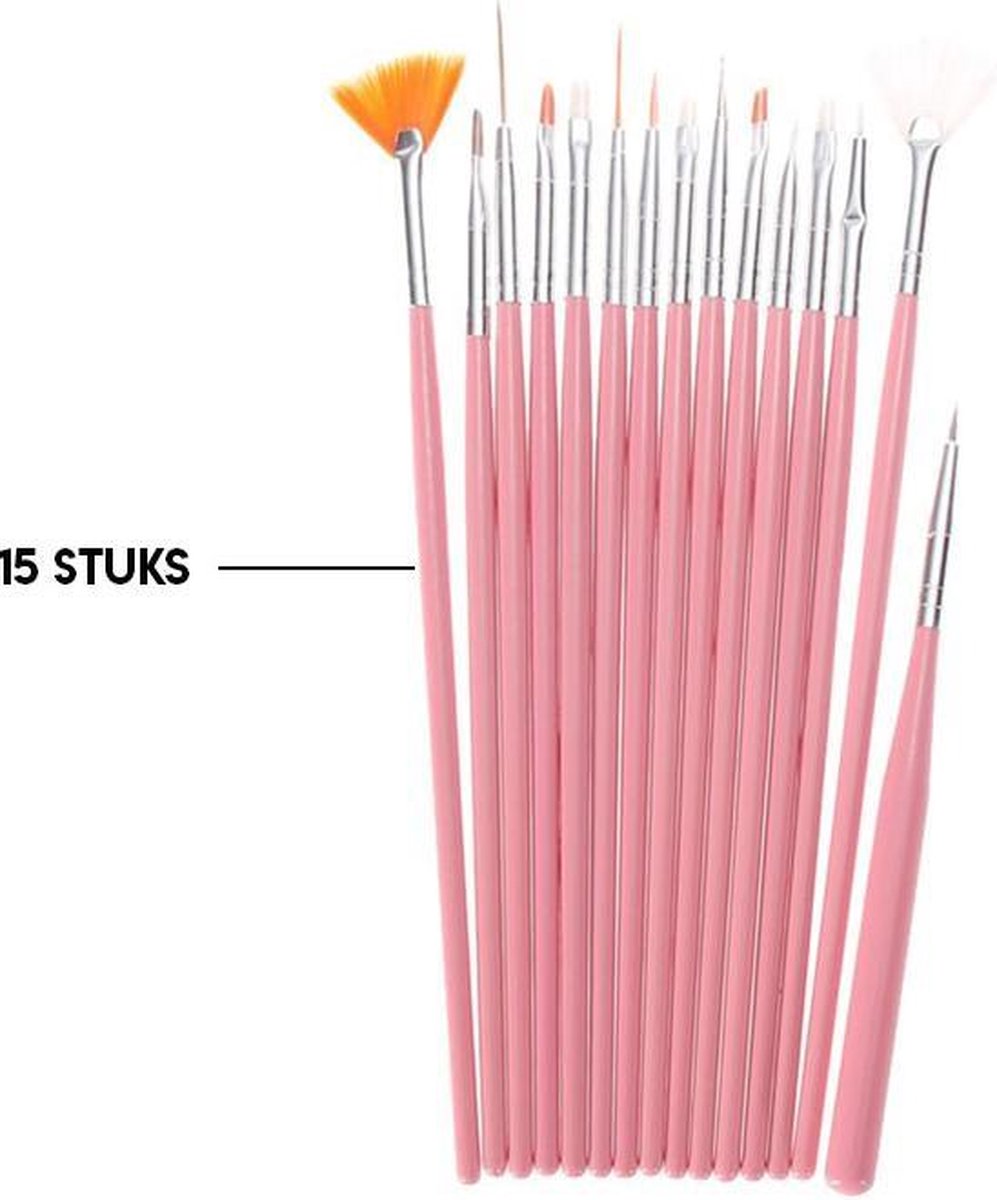 Medicca  - Nail art – Acryl Kwasten – Acrylnagels – Acryl Penseel – Acryl Penseel Nagels - Nail Art Penselen – Nail Art Set – Druppelpen - Dottingtools - Solar Nagels – Acryl Penseel NR 8 - Penselen Set – 20 Delig