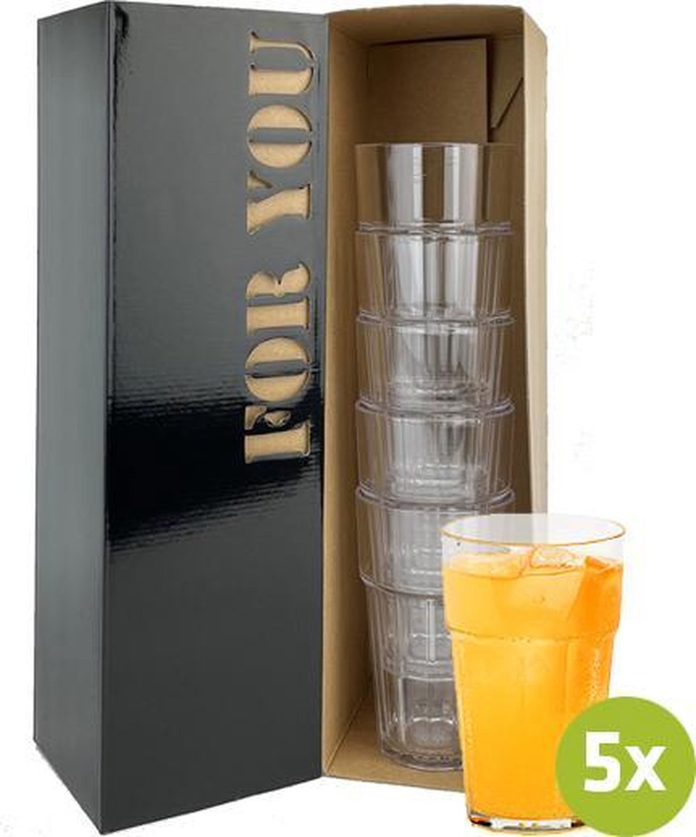 5x Multiglas Sir Fredo 30cl cadeauset | Onbreekbare kunststof / plastic drinkglazen