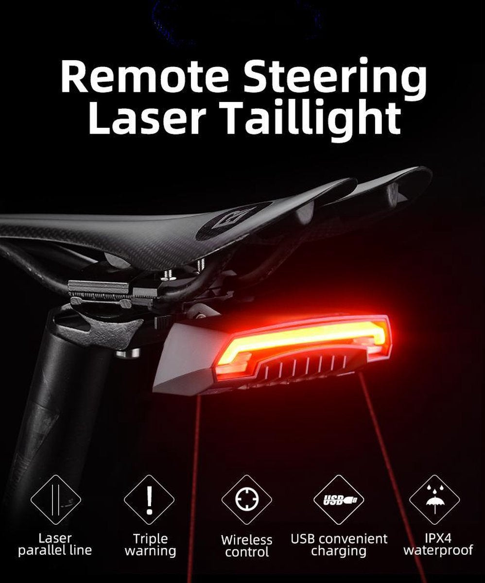 Baymate Fiets Achterlicht USB Oplaadbare Draadloze Waterdichte MTB Veiligheid Intelligente Afstandsbediening Turn Sign Fiets Licht Lamp