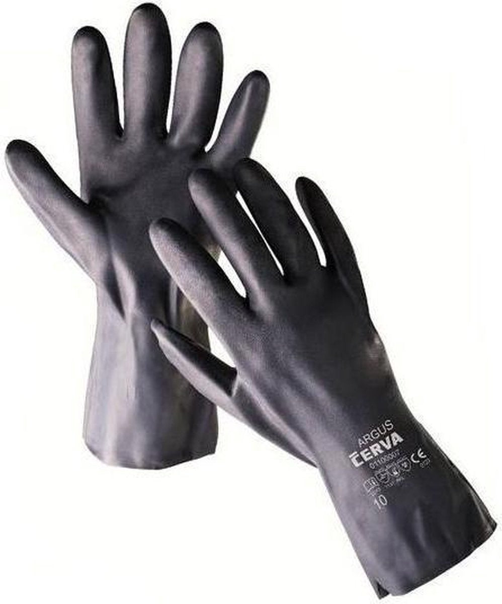 Cerva Argus neopreen handschoenen pro chem black - Maat 8