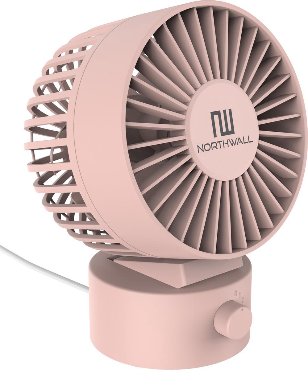 Northwall Mini USB Ventilator - Tafelventilator Roze - Stille Mini Fan - Retro Bureau Ventilator - Klein
