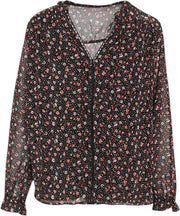 Cassis Dames Blouse met bloemetjes en knoopwerk - Maat XXL
