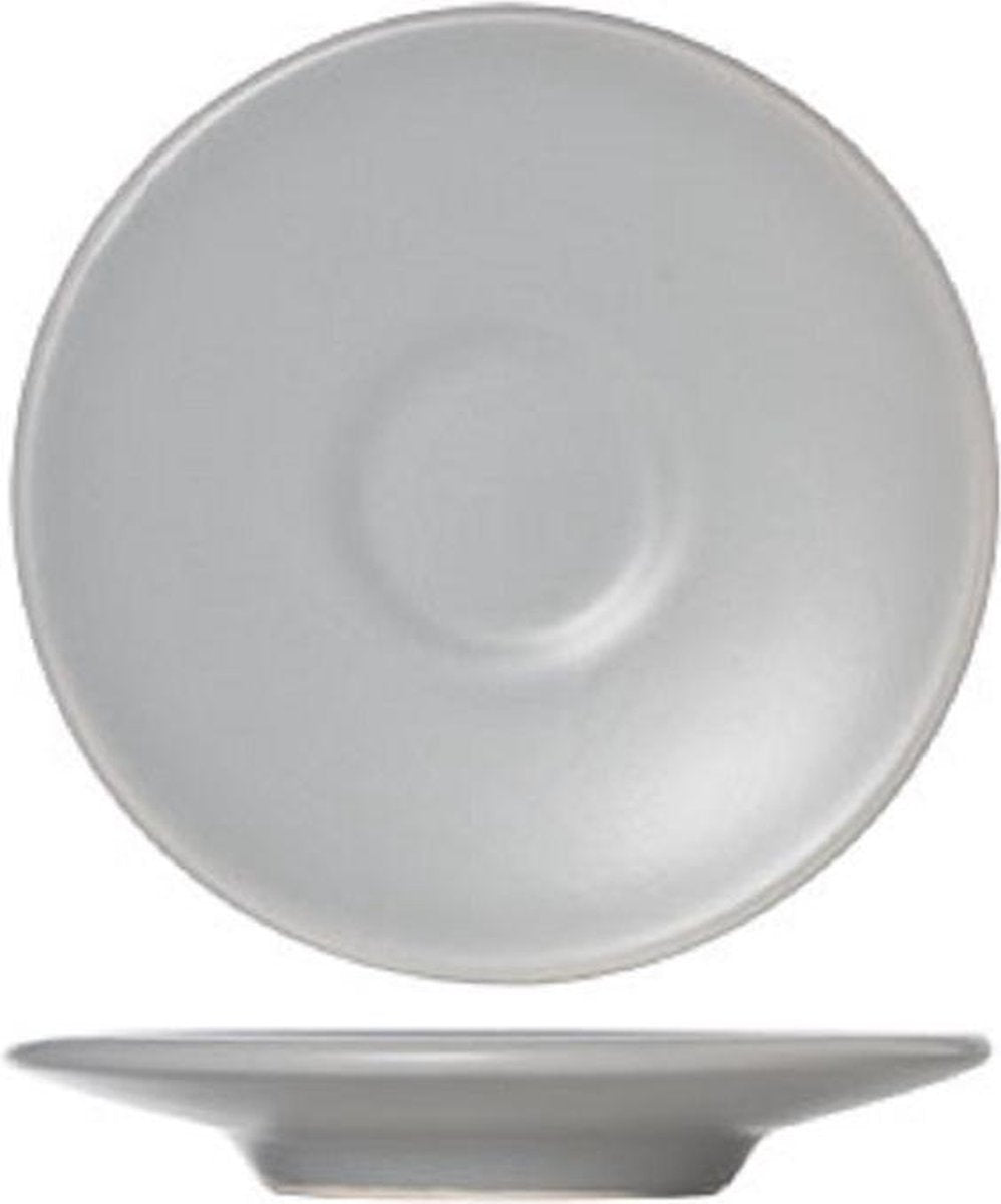 Cosy en Trendy Serena Grey Mokkaondertas D11.7cm  Aardewerk - (Set van 12) En Yourkitchen E-kookboek - Heerlijke Smulrecepten