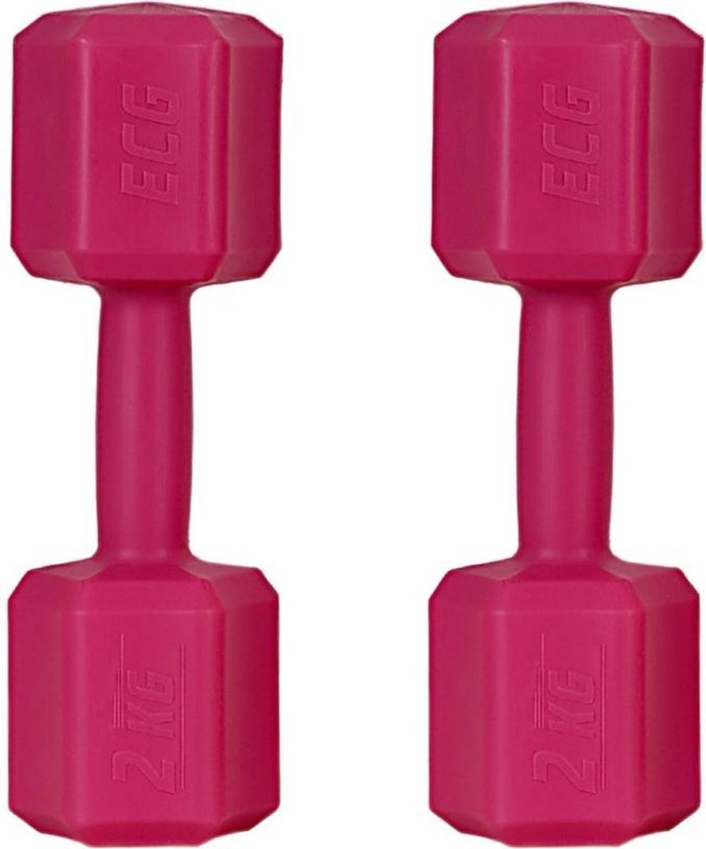 Ecgspor 2 KG Dumbbell Set 2 KG x 2 Totaal 4 KG Gewicht Set Fuchsia Vinyl Halterset