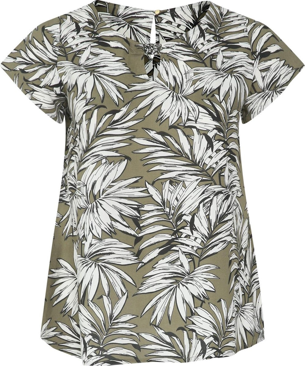 Blouse in viscose met palmprint