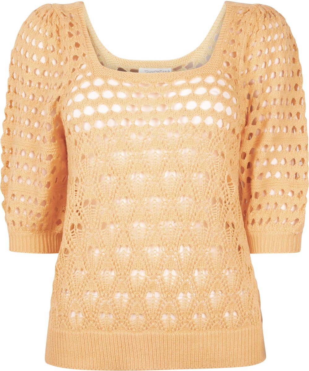 Tramontana | Open Gebreide Trui | Apricot | Maat XS | Trui Dames