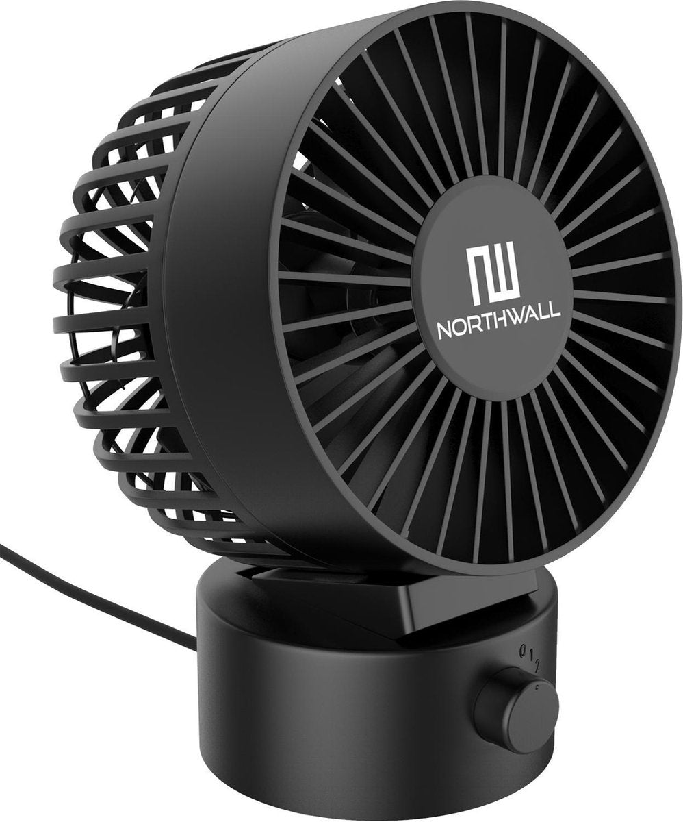 Northwall Mini USB Ventilator - Tafelventilator Zwart - Stille Mini Fan - Retro Bureau Ventilator - Klein