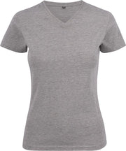 Printer T-shirt Heavy V-hals Lady 2264025 Grijs-Melange - Maat M