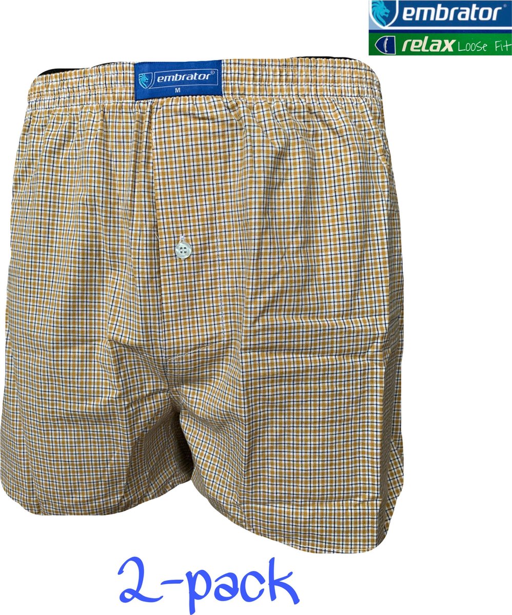 Embrator 2-pack mannen Boxershort geweven katoen okergeel maat 4XL