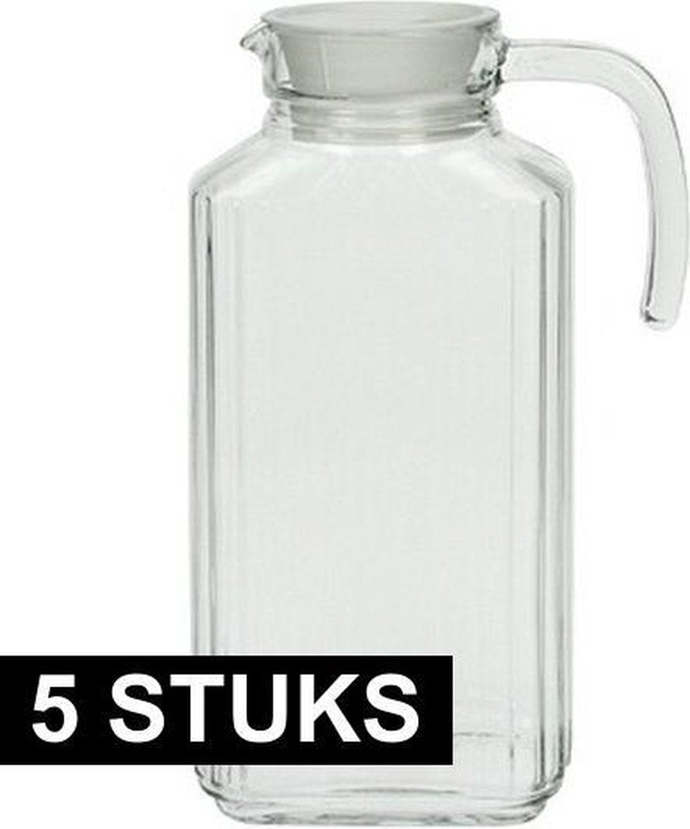5x Glazen schenkkan met handvat 1