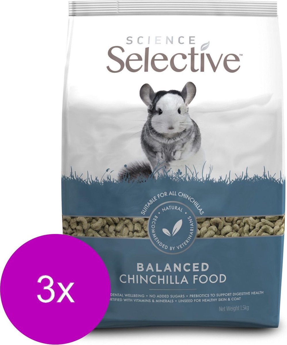 Supreme Science Selective Chinchilla - Chinchillavoer - 3 x 1.5 kg