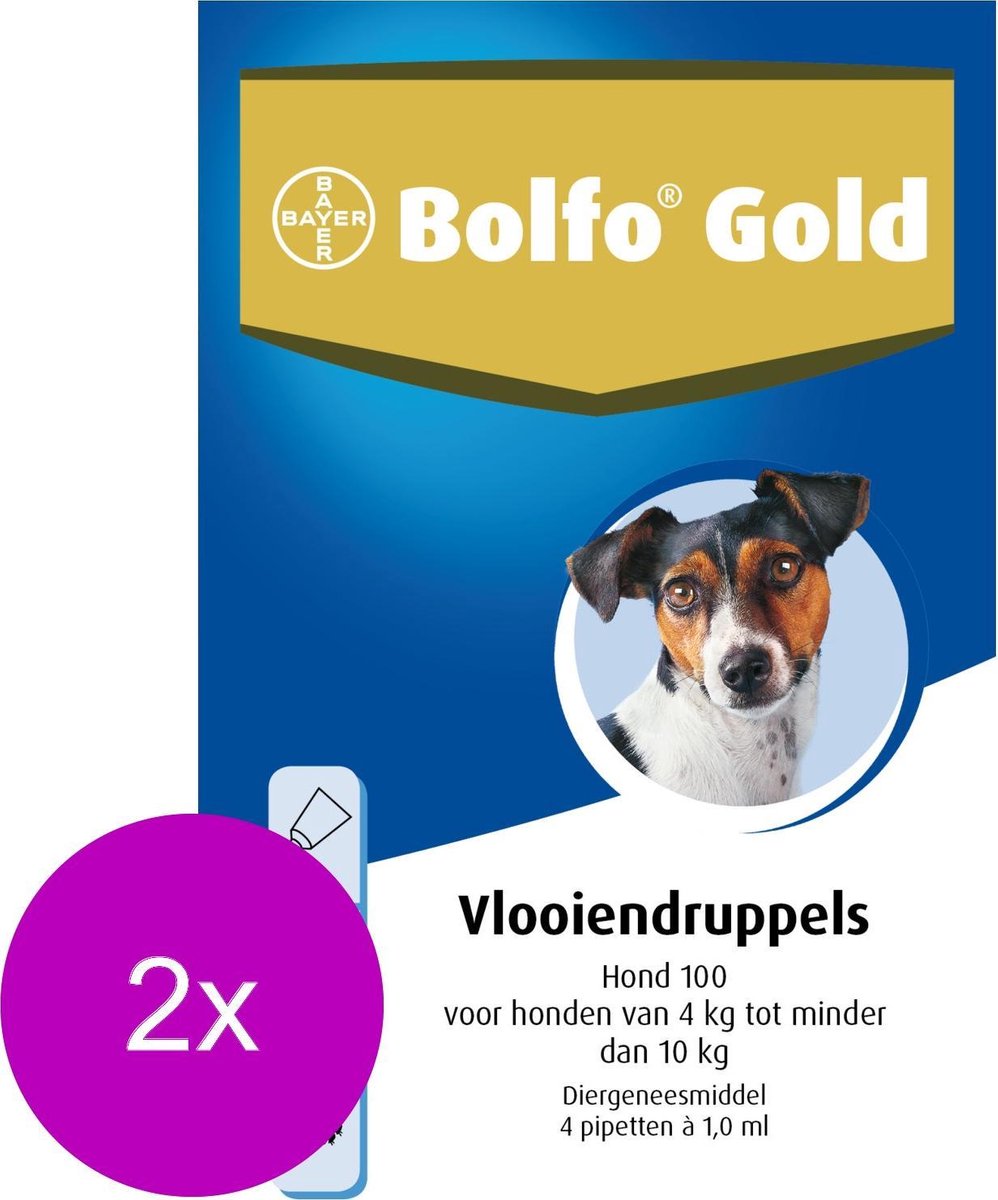 Bolfo Gold Hond 100 - Anti vlooienmiddel - 2 x 4 stuks 4 - 10 Kg