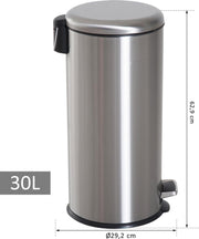 HOMCOM Pedaalemmer RVS zilver 30L