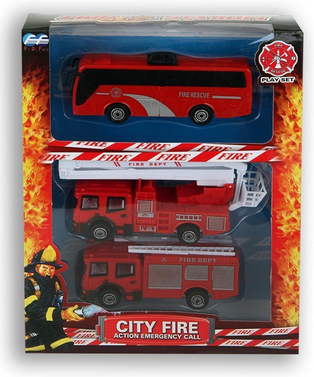Speelgoed brandweerauto/wagens set 13 cm - Hulpdiensten thema speelgoed