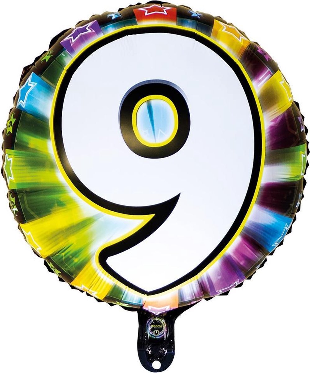 Illooms Led-folieballon Cijfer 9 56 Cm