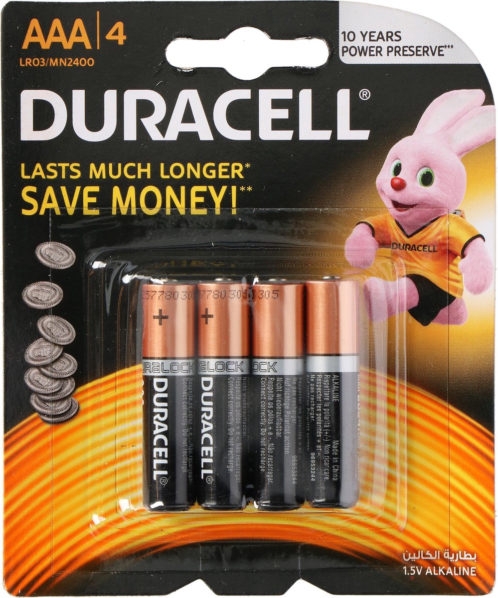 Duracell Batterijen AAA - 4-pak - Penlite - Gaan Lang Mee