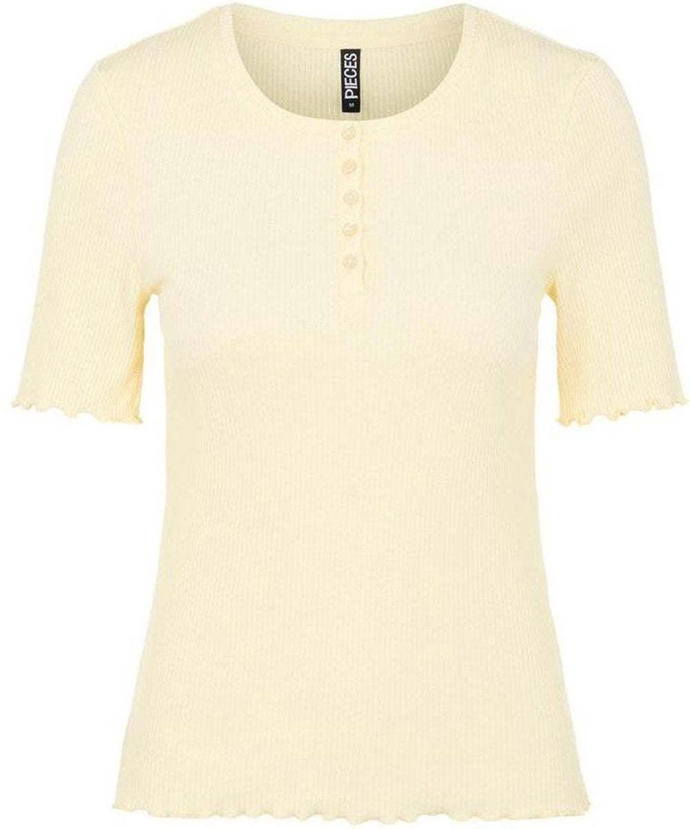 Pcluca Ss Half Placket Tee Bc 17112698 Almond Oil