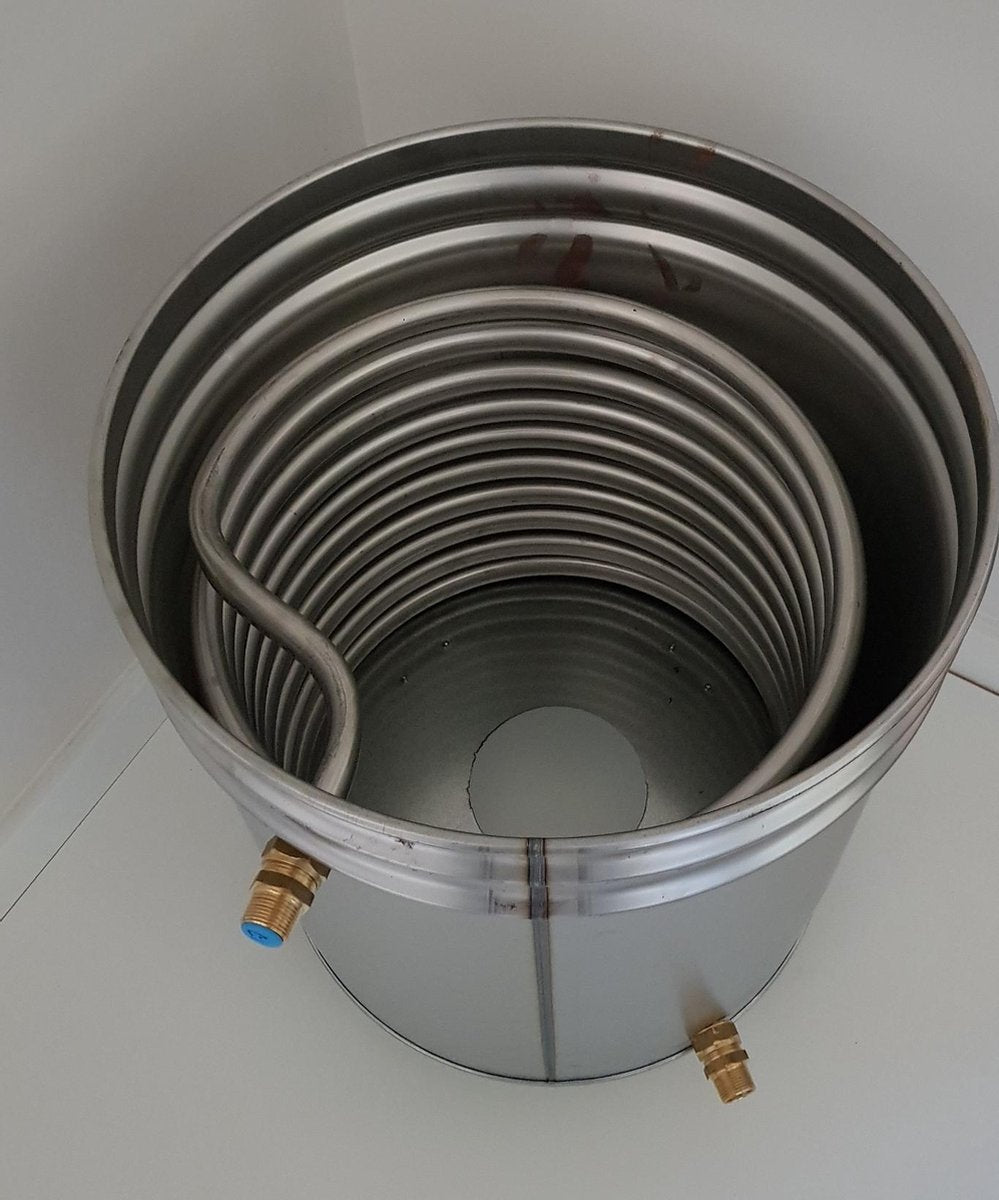 Zwembad verwarming houtgestookt met rvs wisselaar